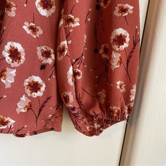 Francescas blue rain long balloon sleeve pink top with white flowers size XS - Picture 4 of 9